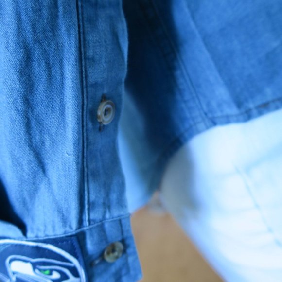 Jacket Top Seahawks Peekaboo Woman's New Embellished Denim Shirt - Picture 5 of 9